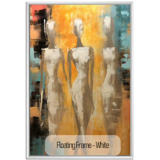 Feminine Collection | Ethereal Elegance | Refined Abstract Trio in Warm Glow on Art cloth by Roderick Sebastiaan | WoodenFloaterFrame-White_f244b372-567a-4fbd-a187-c29c6c1a558f