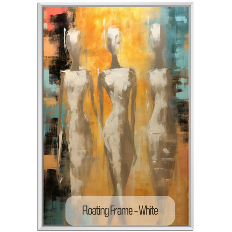 Feminine Collection | Ethereal Elegance | Refined Abstract Trio in Warm Glow on Art cloth by Roderick Sebastiaan | WoodenFloaterFrame-White_f244b372-567a-4fbd-a187-c29c6c1a558f