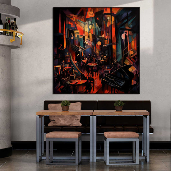 Music Collection | 20's Jazz No.3 | Artistic Swing Session and Abstract Rhythm on Art Cloth by Roderick Sebastiaan | Zone-20_sJazzNo.3cozy-bar-interior