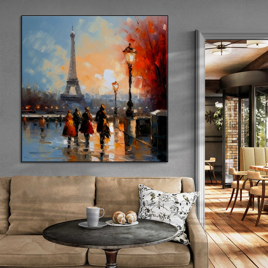 Geography Collection | Autumn in Paris | Warm Glow on the City of Lights by Roderick Sebastiaan | Zone-AutumninPariscafe-with-sofa-and-table