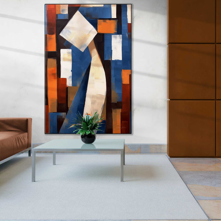 Abstract Collection | Cerulean Introspection | Contemporary Abstract Atmosphere in Art Print by Roderick Sebastiaan | Zone-CeruleanIntrospectionhotel-lobby-with-ceramic-feature-wall-2x3-1-Panel