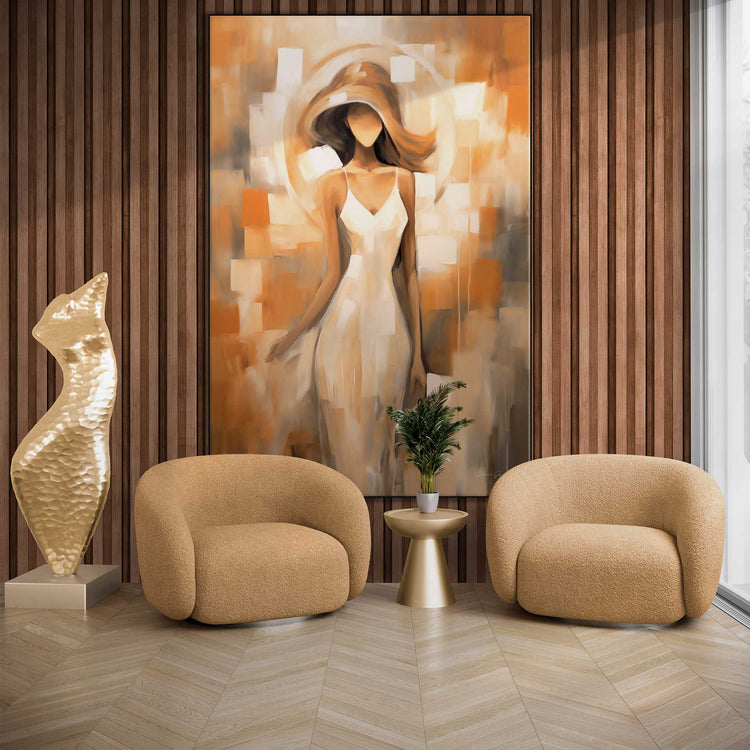 Feminine Collection | Ethereal Beauty | Fluid Elegance and Serenity in Soft Pastel Shades by Roderick Sebastiaan | Zone-EtheraelBeautyliving-room-with-armchairs-and-sculpture-2x3-1-Panel-Copy