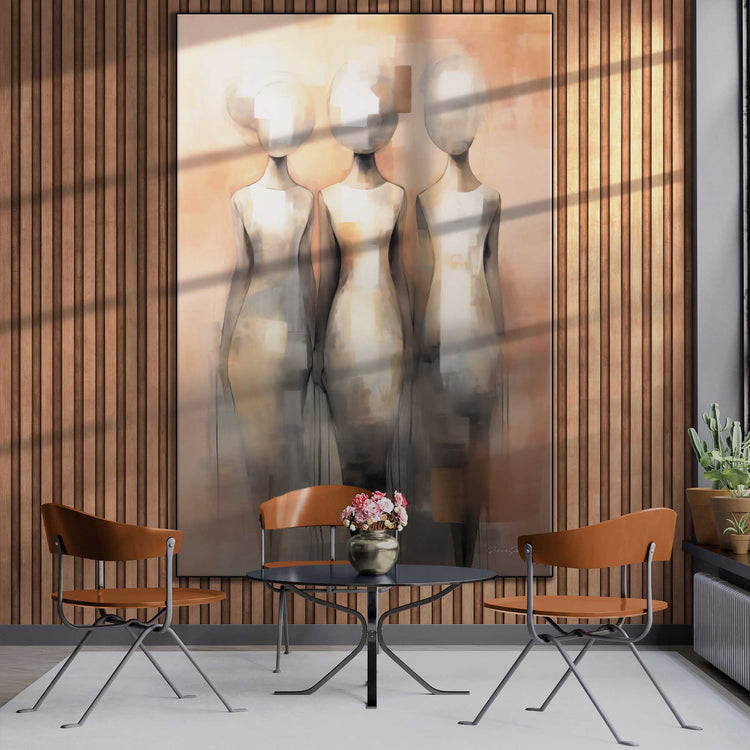 Feminine Collection | Fade to Unity | Contemporary Figures Blending into Unity Art Print by Roderick Sebastiaan | Zone-FadetoUnitysunroom-with-table-and-chairs-2x3-1-Panel