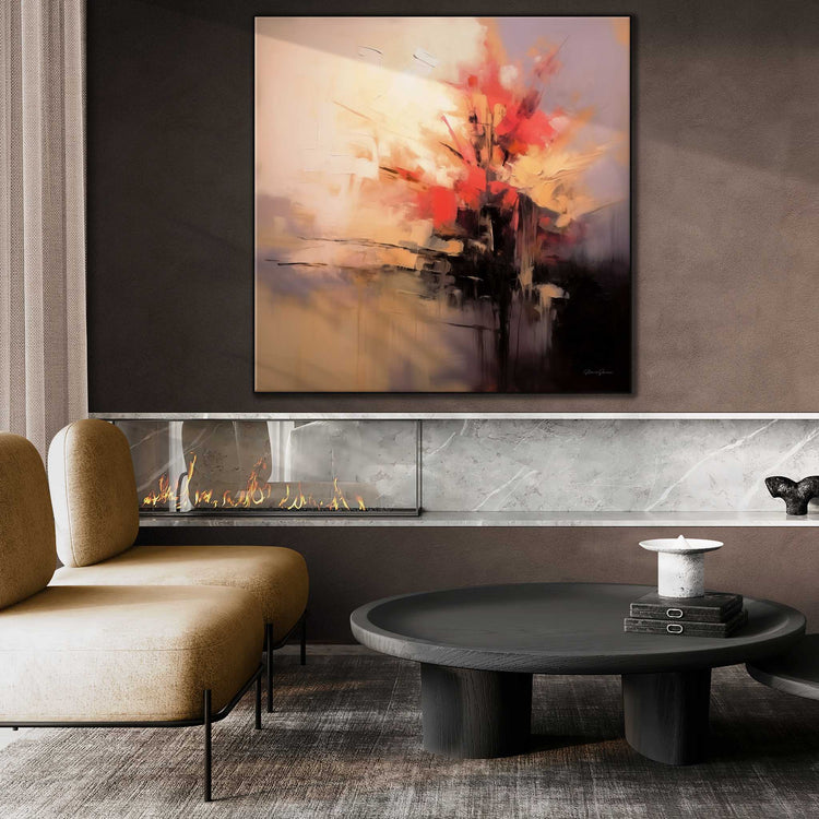 Abstract Collection | Fiery Genesis | Warmth and Motion in Abstract Canvas Art by Roderick Sebastiaan | Zone-FieryGenesisbright-modern-living-room-with-gas-fireplace-1x1-1-Panel