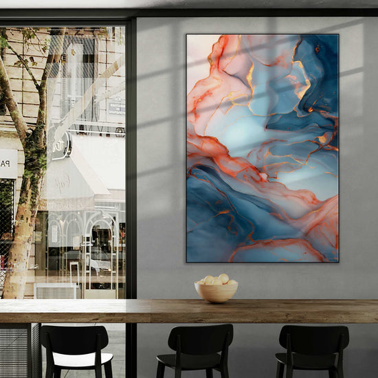 Abstract Collection | Lapis Lazuli | Mineral Veins of Gold and Azure Gemstone Art Print by Roderick Sebastiaan | Zone-LapisLazulicity-cafe-with-window-views