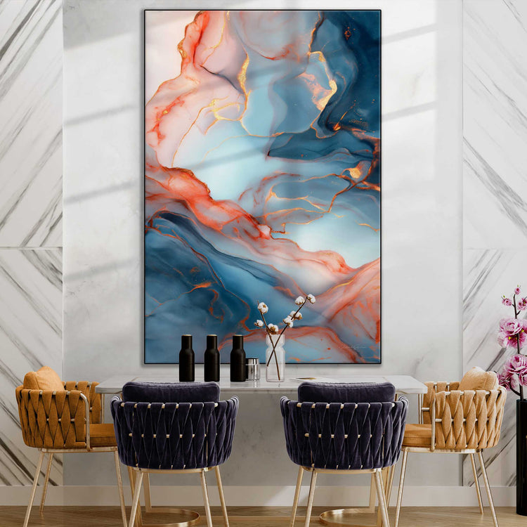 Abstract Collection | Lapis Lazuli | Mineral Veins of Gold and Azure Gemstone Art Print by Roderick Sebastiaan | Zone-LapisLazulistylish-dining-room-2x3-1-Panel