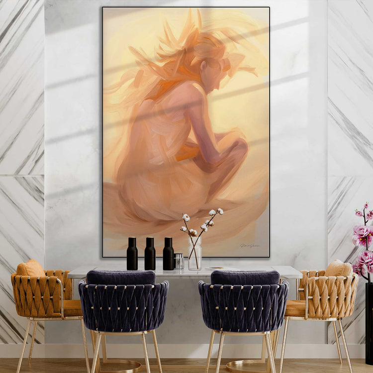 Feminine Collection | Luminous Contemplation | Serene Meditative Figure in Soft Light Art by Roderick Sebastiaan | Zone-LuminousContemplationstylish-dining-room-2x3-1-Panel