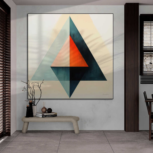 Geometry Collection | Moral Compass | Minimalist Geometry in Artistic Modern Art Frame by Roderick Sebastiaan | Zone-MoralCompassopen-plan-room-with-wood-accents