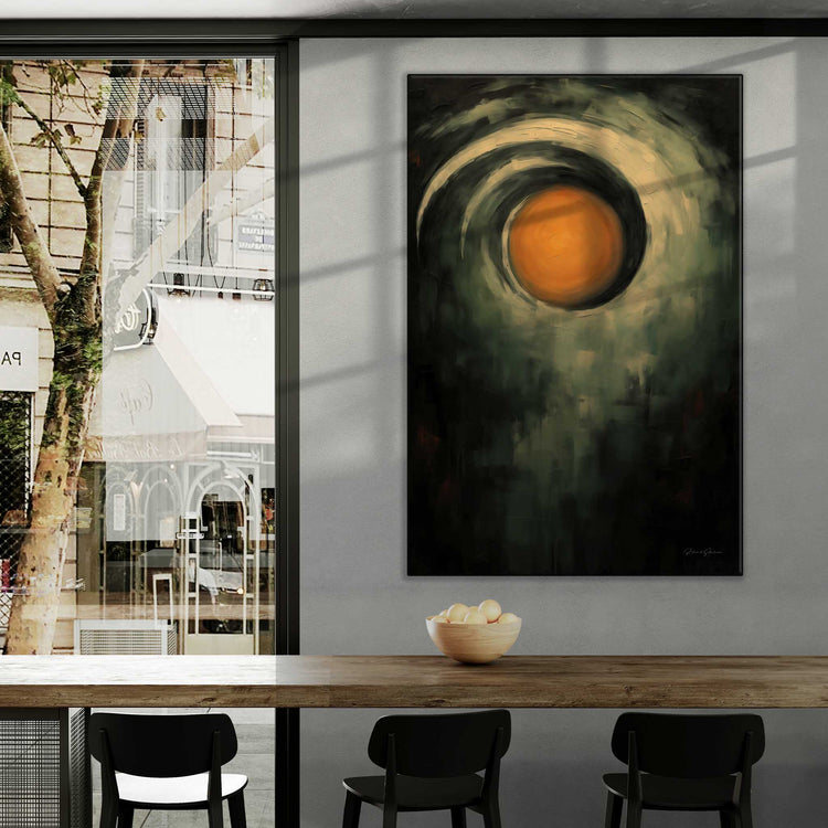 Abstract Collection | Mystic Solaris | Abstract Solar Mystery in Dark Hues Art Print by Roderick Sebastiaan | Zone-MysticSolariscity-cafe-with-window-views