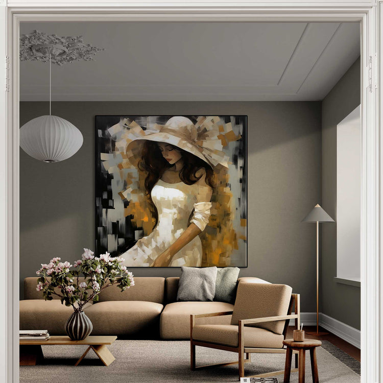 Feminine Collection | Silent Contemplation | Subtle and Serene Portrait in Stylish Art Frame by Roderick Sebastiaan | Zone-SilentContemplationclassic-living-room-with-a-large-sofa