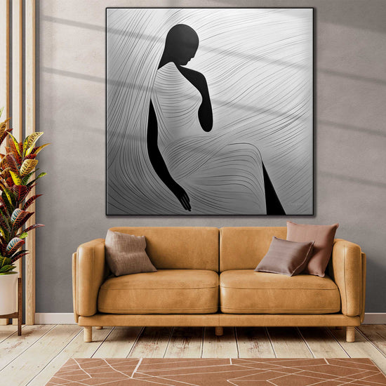 Minimalism Collection | Space of Reflection | Contemplative Monochrome Silhouette Art Print by Roderick Sebastiaan | Zone-SpaceofReflectionlarge-bright-living-room-1x1-1-Panel