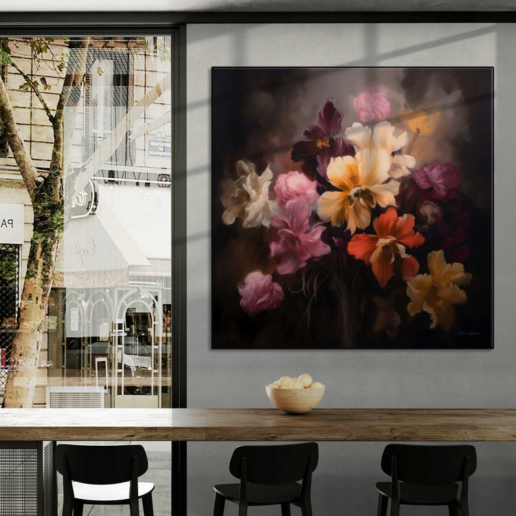 Botanical Collection | Symphony of Flowers | Enchanting Floral Art Print for Elegant Decor by Roderick Sebastiaan | Zone-SymphonyofFlowerscity-cafe-with-window-views