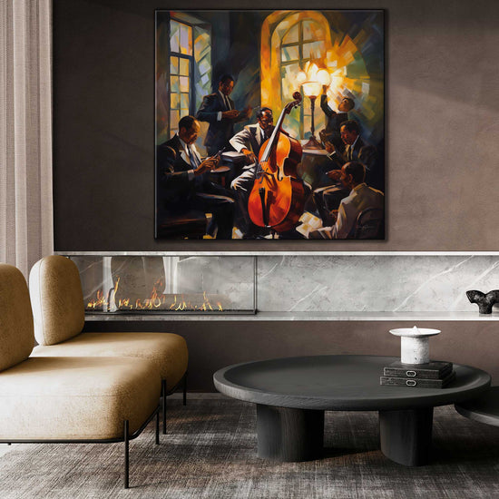 Music Collection | The Soul of Bourbon Street | Lively Warm Jazz Evening in Art Frame by Roderick Sebastiaan | Zone-TheSoulofBourbonStreetbright-modern-living-room-with-gas-fireplace-1x1-1-Panel