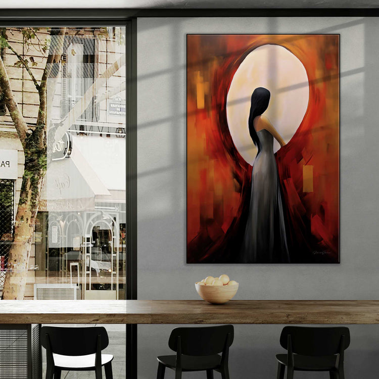 Feminine Collection | Turning Point | Abstract Embrace of Light and Shadow Artwork by Roderick Sebastiaan | Zone-TurningPointcity-cafe-with-window-views