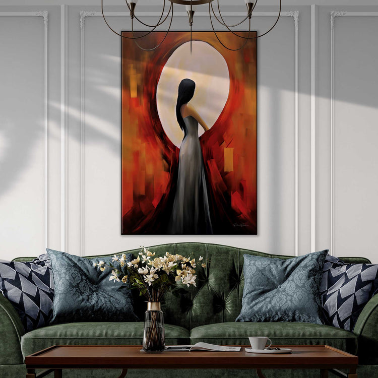 Feminine Collection | Turning Point | Abstract Embrace of Light and Shadow Artwork by Roderick Sebastiaan | Zone-TurningPointclassic-living-room-with-fancy-sofa