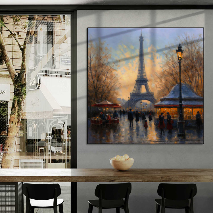 Geography Collection | Twilight in Paris | Romantic Impressionism of a Parisian Evening by Roderick Sebastiaan | Zone-TwilightinPariscity-cafe-with-window-views