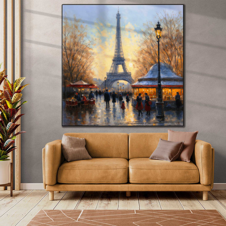 Geography Collection | Twilight in Paris | Romantic Impressionism of a Parisian Evening by Roderick Sebastiaan | Zone-TwilightinParislarge-bright-living-room-1x1-1-Panel