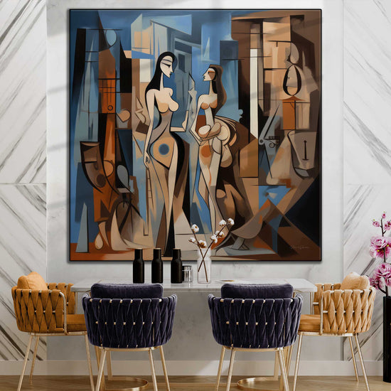 Surrealism Collection | Ville de Rêve No.1 | Abstract Meeting in a Dream City on Art Cloth by Roderick Sebastiaan | Zone-VilledeReveNo.1stylish-dining-room-1x1-1-Panel