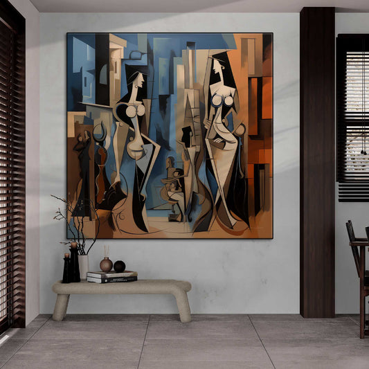 Surrealism Collection | Ville de Rêve No.2 | Cubist Imagination of Urban Elegance by Roderick Sebastiaan | Zone-VilledeReveNo.2open-plan-room-with-wood-accents