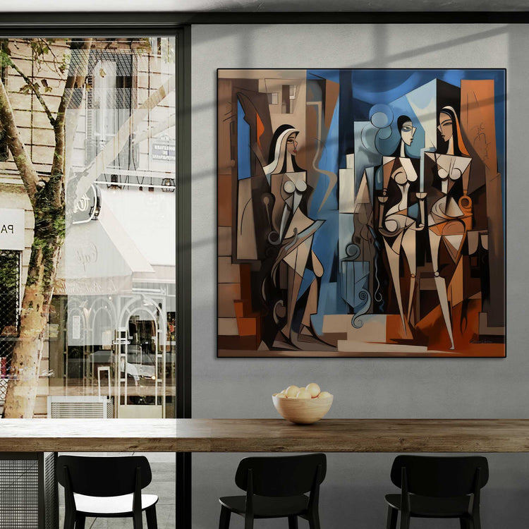 Surrealism Collection | Ville de Rêve No.3 | Cubism and Contrast in a Dream Metropolis by Roderick Sebastiaan | Zone-VilledeReveNo.3city-cafe-with-window-views