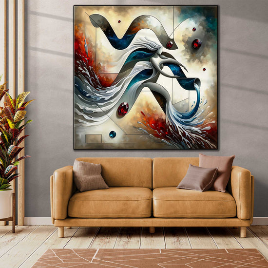 Zodiac Collection | Zodiac Sign Aquarius with Garnet Birthstone in Modern Art Frame by Roderick Sebastiaan | Zone-ZodiacSignAquariuswithGarnetBirthstonelarge-bright-living-room-1x1-1-Panel