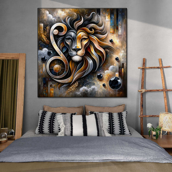 Zodiac Collection | Zodiac Sign Leo with Onyx Birthstone in Modern Art Frame by Roderick Sebastiaan | Zone-ZodiacSignLeowithOnyxBirthstoneboho-style-bedroom